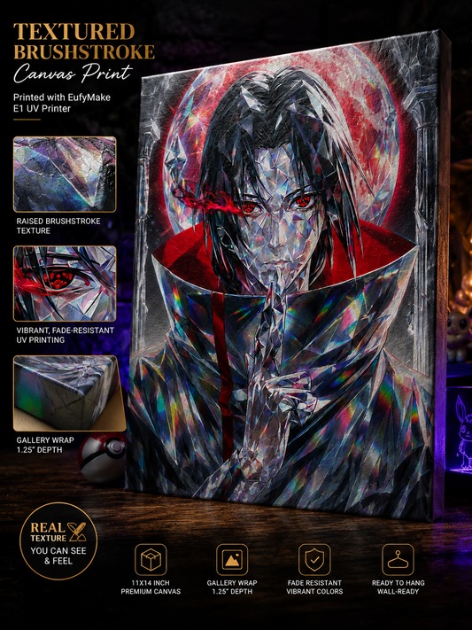 Itachi Inspired Crystal Prism Canvas Art | Premium Anime Wall Decor | Gallery Wrapped Canvas Print