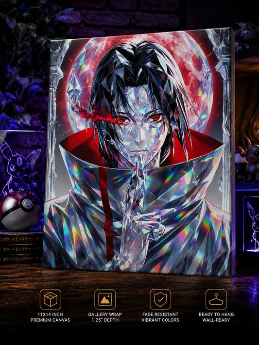 Itachi Inspired Crystal Prism Canvas Art | Premium Anime Wall Decor | Gallery Wrapped Canvas Print