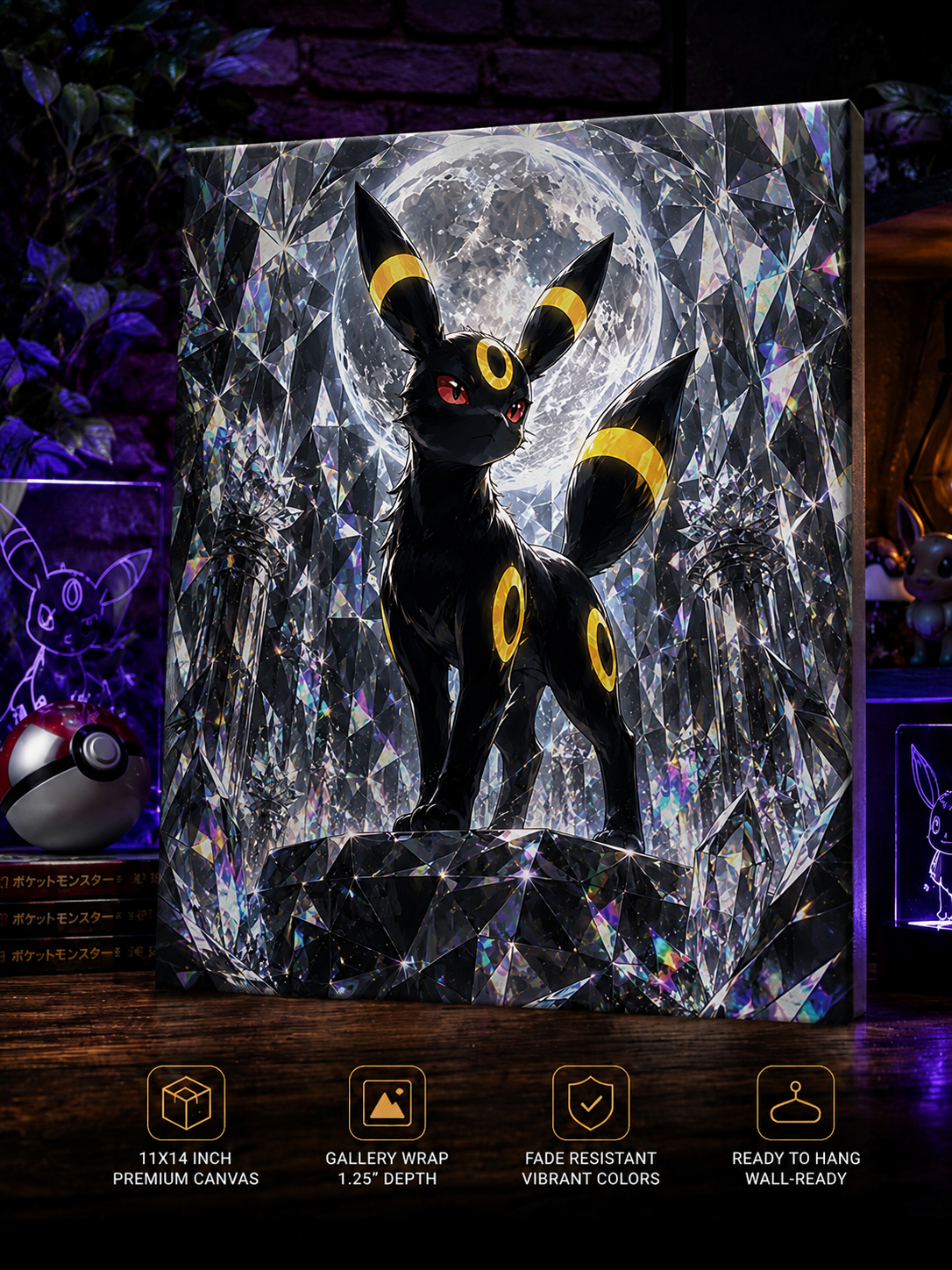 Umbreon Inspired Moonlight Canvas | Premium Fantasy Wall Art | 8x10 & 11x14
