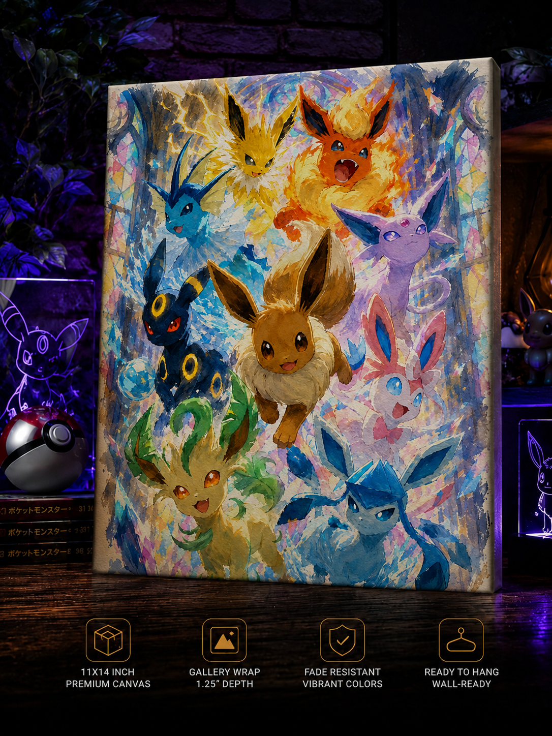 Eevee-Inspired Evolution Canvas Art | Fantasy Fox Creature Wall Decor | Premium Gallery Wrapped Print